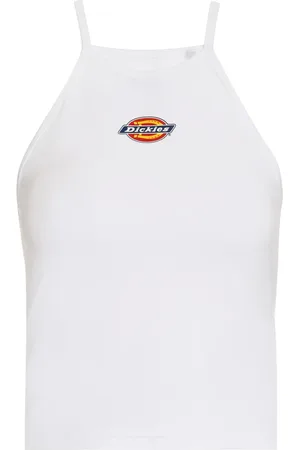Dickies Top, Dame, Hvid, S, Bomuld, Logo Print Bomuld Crop Top