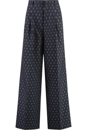 Etro Bukser, Dame, Blå, 2XS, Bomuld, Uld Bomuld Jacquard Bukser