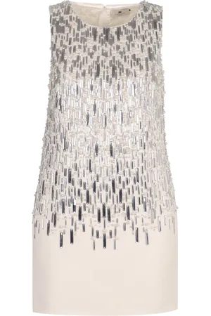 Elisabetta Franchi Kjole, Dame, Hvid, M, Polyester, Gradient Paillet Mini-Kjole