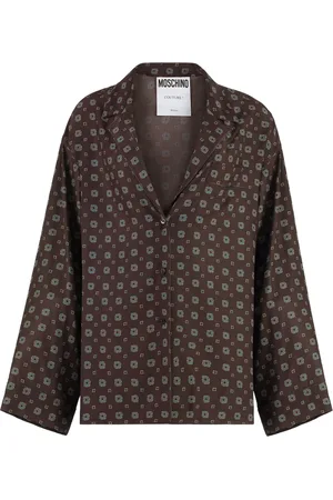 Moschino Bluser & Skjorter, Dame, Brun, M, Silke Revers Skjorte