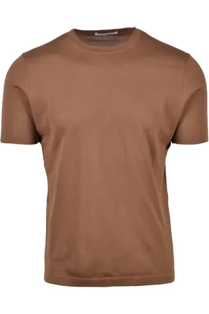 KANGRA CASHMERE Top, Herre, Brun, XL, Bomuld, Bomuld Strik Top