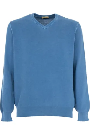 CASHMERE COMPANY Strik, Herre, Blå, L, Cashmere, Let V-hals Herre Pullover