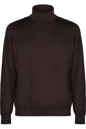 DRUMOHR Strik, Herre, Brun, 2XL, Uld, Merino Uld Turtleneck Sweater