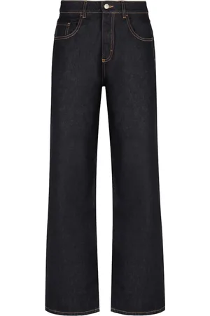 Icon Denim Jeans, Dame, Blå, W28, Bomuld, Bredbenede jeans med kontrastsyning