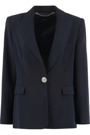 CLIPS Jakke, Dame, Blå, L, Uld, Crepe Blazer med Reverskrave