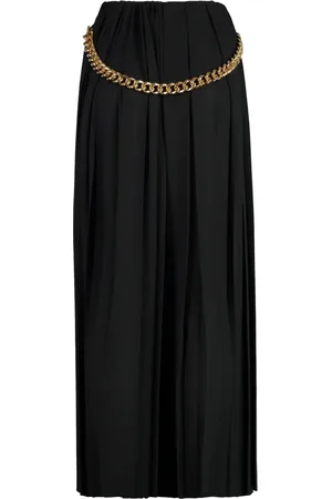 Balenciaga Nederdel, Dame, Sort, XS, Polyester, Elegant Plisseret Maxi Nederdel med Kædedetalje