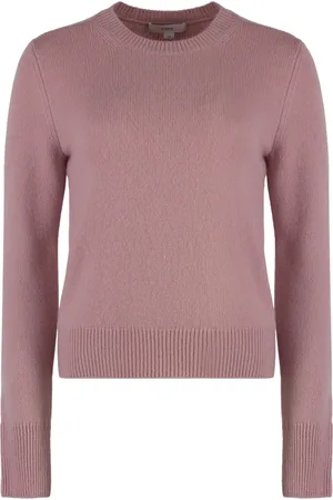 Vince Strik, Dame, Lyserød, M, Cashmere, Kashmir Crew-neck Sweater Ribbed Kanter