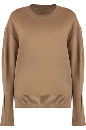 Stella McCartney Strik, Dame, Brun, S, Uld, Ribstrikket uldsweater