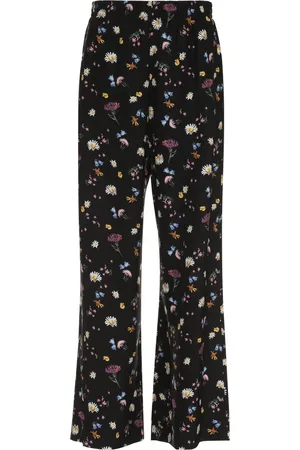 Stella McCartney Bukser, Dame, Sort, XS, Uld, Silkebukser med blomsterprint