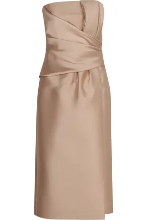 Alberta Ferretti Kjole, Dame, Lyserød, S, Polyester, Silke Frontslids Blyant Kjole