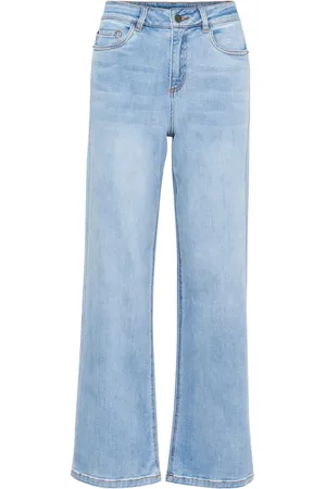 Kaffe Jeans, Dame, Blå, 2XL, Denim, Højtaljede Jeans Lyseblå Vasket Denim