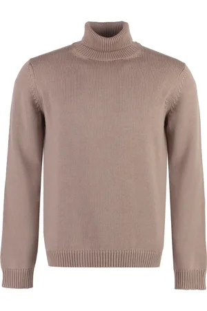 Roberto Collina Strik, Herre, Lyserød, L, Uld, Ribbet Merinould Sweater