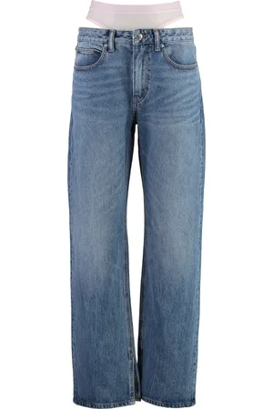 Alexander Wang Jeans, Dame, Blå, W26, Bomuld, Straight-leg jeans med baglogoetiket
