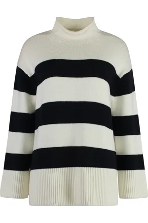 Vince Strik, Dame, Hvid, L, Bomuld, Stribet Uld Bomuld Sweater