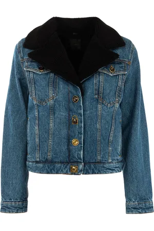 Pinko Jakke, Dame, Blå, S, Denim, Denimjakke med Pelskant