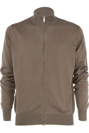 CASHMERE COMPANY Sweathshirts & Hoodies, Herre, Brun, 3XL, Uld, Letvægts Zip Pullover til mænd