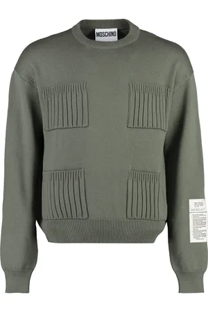 Moschino Strik, Herre, Grøn, S, Uld, Ribstrikket uldsweater