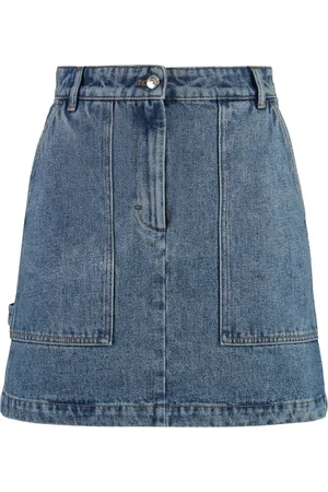 Maison Kitsuné Nederdel, Dame, Blå, W26, Denim, Fox Patch Denim Mini Nederdel