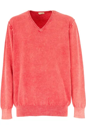 CASHMERE COMPANY Strik, Herre, Rød, M, Uld, Let V-hals Herre Pullover