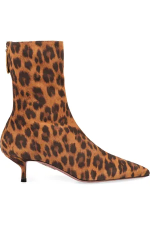 Aquazzura Sko, Dame, Brun, 37 EU, Læder, Dyremønster Læder Ankelstøvler