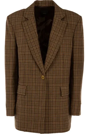Pinko Jakke, Dame, Brun, M, Uld, Check Blazer Esme