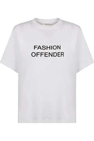 Victoria Beckham Top, Dame, Hvid, M, Bomuld, Ribbet crew-neck T-shirt i bomuldsblanding