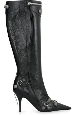 Balenciaga Sko, Dame, Sort, 37 EU, Læder, Studded Læder Pointy-Toe Støvler