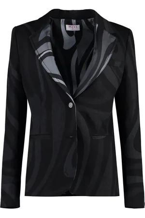 Emilio Pucci Jakke, Dame, Sort, S, Bomuld, Blazer i bomuldsblanding med reverskrave