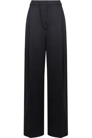 Victoria Beckham Bukser, Dame, Blå, 2XS, Uld, Bredbenede bukser med lommer