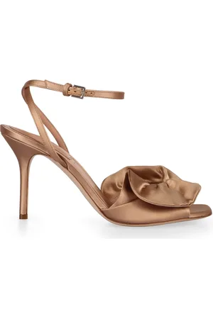 Alberta Ferretti Sko, Dame, , 38 EU, Satin, Ruffled Satin Sandaler med Justerbar Strop