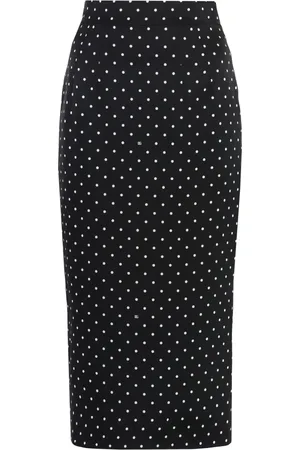 Dolce & Gabbana Nederdel, Dame, Sort, S, Polka-dot Silke Blyant Nederdel