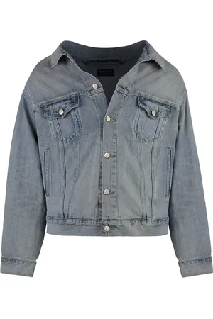 Balenciaga Jakke, Herre, Blå, S, Bomuld, Vintage Off-Shoulder Bomuld Jakke