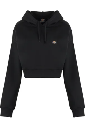 Dickies Sweathshirts & Hoodies, Dame, Sort, M, Bomuld, Ribbet Cropped Hoodie i Oakport Stil
