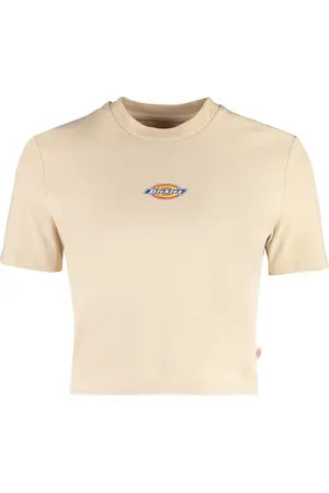 Dickies Top, Dame, , S, Bomuld, T-shirt med logo print og ribkant
