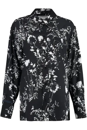 Victoria Beckham Bluser & Skjorter, Dame, Sort, XS, Silkeskjorte med kontrastsyning