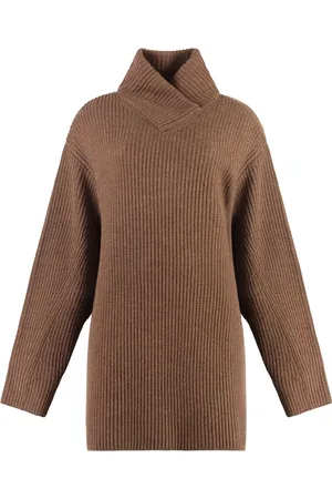 Serafini Strik, Dame, Brun, XS, Uld, Ribstrikket Uldblanding Pullover