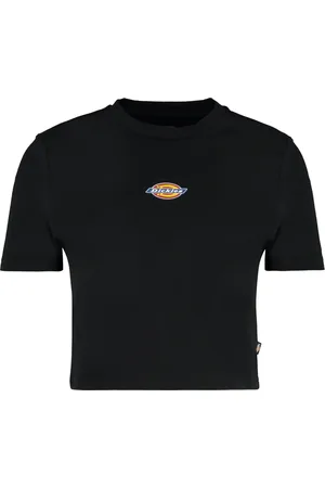Dickies Top, Dame, Sort, M, Bomuld, Logo Detaljeret Cropped T-shirt