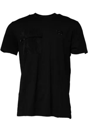 Dolce & Gabbana Top, Herre, Sort, 3XL, Bomuld, Sort Crew Neck Bomuld T-Shirt