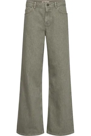Mos Mosh Jeans, Dame, Grå, W26, Bomuld, Bred Ben Højtalje Jeans Skygge