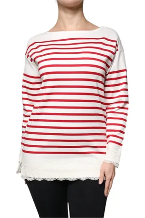 Dolce & Gabbana Top, Dame, Flerfarvet, S, Bomuld, Stribet Logo Langærmet Top