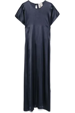 SEMICOUTURE Kjole, Dame, Blå, L, Blå Silkekjole Elegant Kvindemode