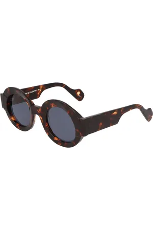 Anne & Valentin Tilbehør, unisex, Brun, 48 MM, Runde acetat solbriller Spiral