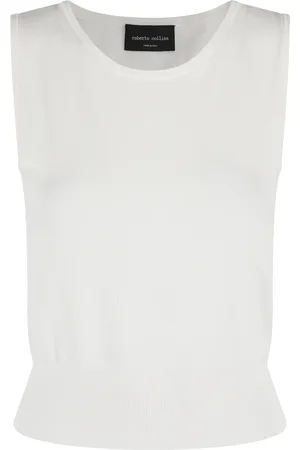Roberto Collina Top, Dame, Hvid, M, Bred Stropløs Top