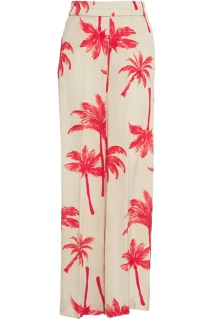 Kaos Bukser, Dame, Flerfarvet, XS, Satin, Beige Satin Chic Print Bukser
