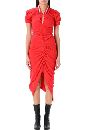 Vivienne Westwood Kjole, Dame, , S, Bomuld, Hibiscus Bomulds Kjole med Stribet Krave