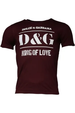 Dolce & Gabbana Top, Herre, Rød, XS, Bomuld, Grafisk Crew Neck T-shirt, Mørkerød
