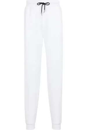 Roberto Cavalli Bukser, Herre, Hvid, XL, Bomuld, Logo-Print Sweatpants med Tiger Tooth Vedhæng