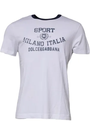 Dolce & Gabbana Top, Herre, Hvid, M, Bomuld, Hvid Grafisk Print Bomuld T-shirt