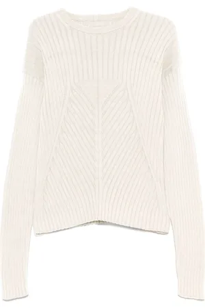 Rick Owens Strik, Herre, Hvid, M, Hvid sweater med ekstra lange ærmer