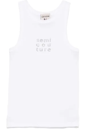 SEMICOUTURE Top, Dame, Hvid, M, Bomuld, Hvid T-shirt og Polo